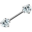 Clear Cubic Zirconia Heart Front Gem Nipple Barbell