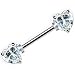 Clear Cubic Zirconia Heart Front Gem Nipple Barbell