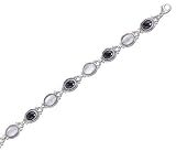 Solid Sterling Silver Onyx & Moonstone Bracelet