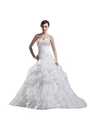 Sweetheart  Lace-Up Tiered Organza/Satin  Dress with a Cathedral Train  With Pearls