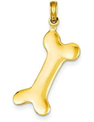 14K Gold Dog Bone Charm Polished Jewelry Jewelry