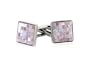 Elegant Silver Cufflinks with Inlaid Mosaic Pink Mother of Pearl with Gift Box