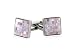 Elegant Silver Cufflinks with Inlaid Mosaic Pink Mother of Pearl with Presentation Box