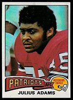 1975 Topps Regular (Football) Card# 73 Julius Adams of the New England Patriots VGX Condition