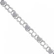 Dangling Heart Double Link Ankle Bracelet in 14K Solid White Gold