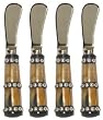 Decorative Pate Knife with Beaded Horn Handle Set of Four