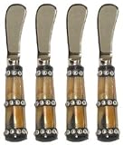 Decorative Pate Knife with Beaded Horn Handle Set of Four