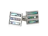 Exotic Abalone Shell Square Silver Cufflinks with Presentation Box