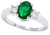 1.53CT Three Stone Genuine Emerald Diamond Engagement Ring in 10Kt White Gold (A Quality)
