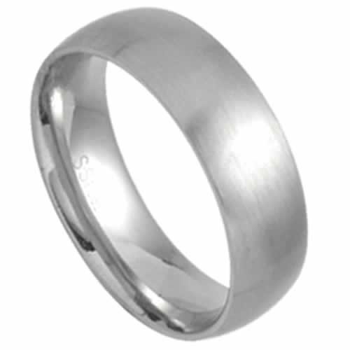 Men\'s Brushed Finish Classic Stainless Steel 6mm Wedding Band