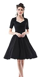 Cocktail Cotton Shift Lace Vintage Bubble Dress Short Sleeves Party Dress 