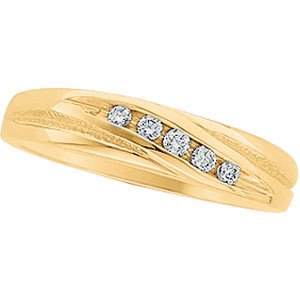 14K Yellow Gold Diamond Wedding Band Ring