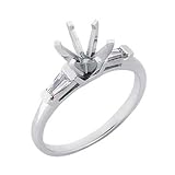14k White Baguette Diamond Semi-Mount Engagement Ring - Size 7.0