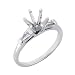 14k White Baguette Diamond Semi-Mount Engagement Ring - Size 7.0