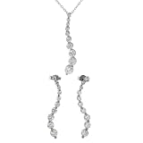Sterling Silver Journey CZ Elegant Earring and Necklace Set