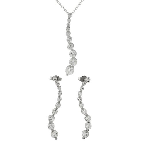 Childrens Toyshop  Jewelry : Sterling Silver Journey CZ Elegant Earring and Necklace Set