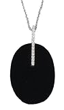 14K White Gold Designer Oval-Shaped Hand-Crafted Pendant, Enhanced with Pave Set Diamonds, Sliding on a 16'' Cable-Chain.(GH-Color, SI-Clarity, c.t.t.w.0.05CT).