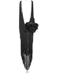Reason to be Pretty Black Giant Fringe and Flower Necklace