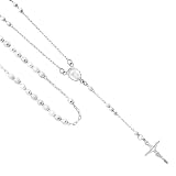 31j9xU8WdpL. SL160  Sterling Silver Jewelry: 26" + 3" Sterling Silver 3mm Beads Our Lady Guadalupe Rosary Necklace with Crucifix