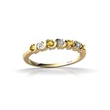 14K Yellow Gold Genuine Round Citrine and Diamond Ring