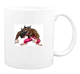 Mug with cartoons, vicious, fighting, warrior, cartoon, animal, knives