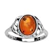 1001 Bijoux - Bague argent et ambre v�ritable forme cabochon "ouvrag�" - tour de doigt 58