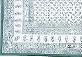 ShalinCraft Bed Flat Sheet White - Block Print Home Decorating India Queen Size (bshtd503)