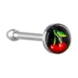 Surgical Steel Black and Red CHERRY Logo Nose Ring