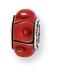 Orange and Black Glass Charm for 3mm Charm Bracelets