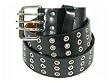 MENS/WOMENS BLACK THREE METAL ROW PUNK LEATHER BELTS