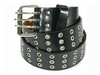 MENS/WOMENS BLACK THREE METAL ROW PUNK LEATHER BELTS