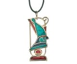 Crowned Horus Pendant Brooch - Pewter - 3.5'' Height