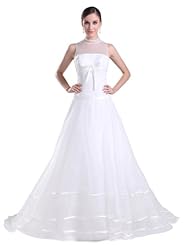 A-line Strapless Organza High-Neck Sweetheart Striped Print Spring Fall Sheer Mermaid  Dress with a Court Train  With a Ribbon  and a Sash 