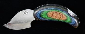 Made in Alaska Dymondwood Ulu Pocket Knife Folding Brown-Blue Color