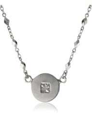 ROTENIER "Disc and Square" Sterling Silver Disc with Sapphire Necklace
