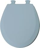 Mayfair 46ECDG 034 Designer Series Wood Toilet Seat with Easy-Clean Hinges and DuraGuard Antimicrobial Agent, Round, Sky Blue
