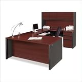 Bestar Prestige + U-Desk and Hutch Office Set in Bordeaux