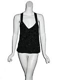 ALICE & OLIVIA Silk Beaded Tank Top in Black