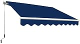 GudCraft Retractable 13' X 8' Patio Awning 13ft x 8ft (4m x 2.5m) Solid Blue Color