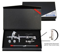 Master Airbrush G444-SET High Precision Detail Control Dual-Action Gravity Feed Airbrush Professional Set with a Free 6 Inch Air Hose