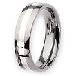 Sterling Silver Inlaid Polished Titanium Ring (6.0 mm) - Sizes 6-13
