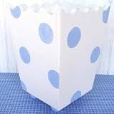 Handpainted Wooden Wastebasket - Blue Polka Dot
