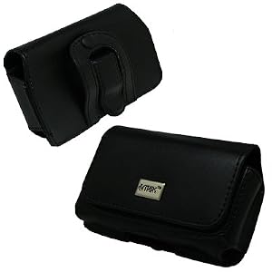 EMPIRE Black Executive Leather Case Pouch for Samsung Solstice SGH-A887, Samsung Flight II / A927,Samsung Eternity II, HP iPAQ Glisten, Pantech Laser, Samsung Mythic A897, Apple iPhone 4