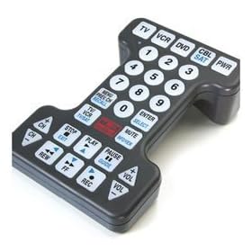 Handicapped Remote Control replaces up to 4 standard remotes and can be used with any combination of TVs, VCRs and cable boxes. Touch-sensitive lighted keypad for operation in the dark. Large �" buttons and bold easy-to-read characters make remote simple to use. Features code retention for easy programming, will not lose information during a battery change. Extra large frame is difficult to misplace and easy to grasp. 5�"W x 8�"L x 2�"D. Latex free.