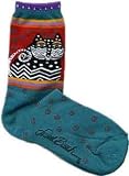 Laurel Burch Socks-Polka Dot Cats -Turquoise