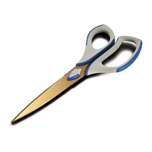 Officemate-8-Inch-Titanium-Sissors-with-Soft-Grip-Handle-Gold-Color-Blades-with-Silver-Blue-Handle-94120-