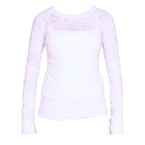 Long Sleeved White All Over Cheer Print Burnout Burn Out Partially See through Tee, Fashion Forward! 5 Adult Sizes
