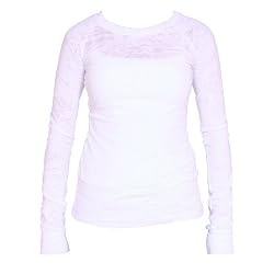 Long Sleeved White Burnout Burn Out Partially See through Tee, Fashion Forward!