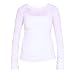 Long Sleeved White All Over Cheer Print Burnout Burn Out Partially See through Tee, Fashion Forward! 5 Adult Sizes