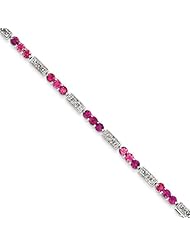 Sterling Silver Pink Tourmaline And Diamond Bracelet